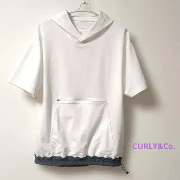 CURLY&Co 반팔 후드 프론트 포켓 부착 후드 맨투맨 상의