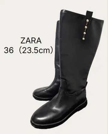 ZARA 롱 부츠 펄 블랙 36