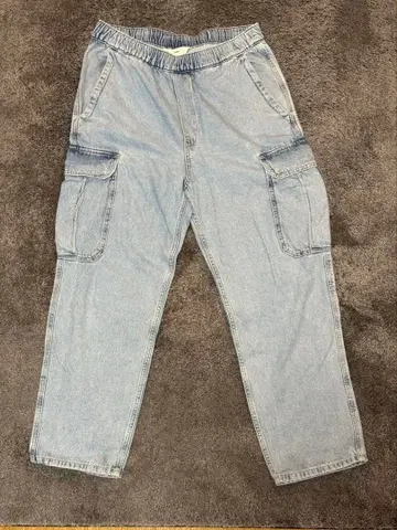 H&M 루즈 데님 카고 팬츠 라이트 블루 M