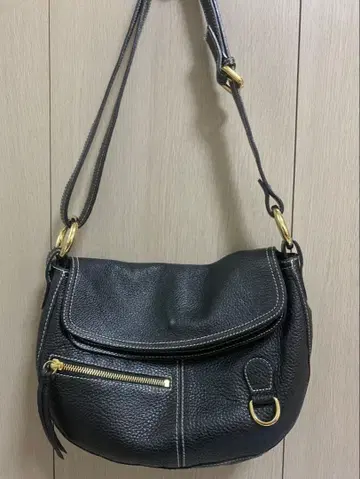훌라 블랙 가죽 숄더백 남녀 병용