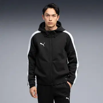 PUMA 남성용 풀 집업 후드티 블랙 화이트