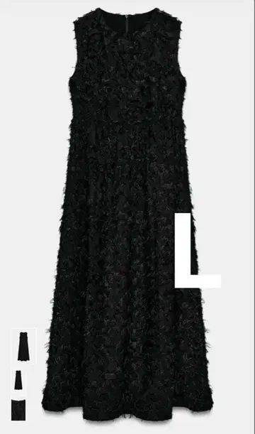 ZARA 엠보싱 가공 원단 미디 원피스 L
