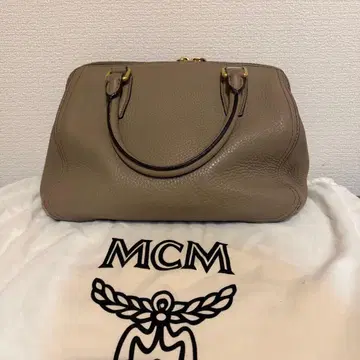 MCM 핸드백 그레이지 가죽 숄더백 보스턴 베이지