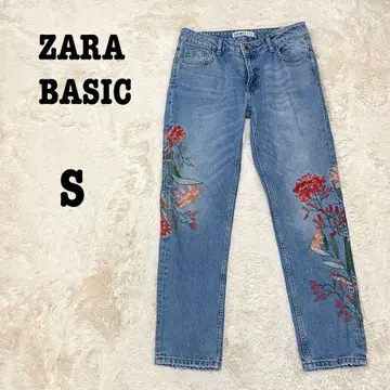 ZARA BASIC 자라 Z1975 꽃무늬 자수 스트레이트 데님 새상품급 고급