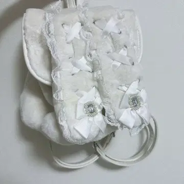 NOEMIE 토끼 귀 리본 레이스업 퍼 백팩 노에미