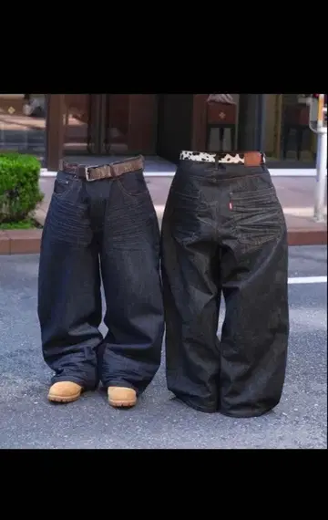[ 재판매 없음 ] BELVET Baggy rigid denim BLACK L