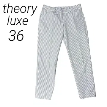 하자품 특가 theory luxe 시어서커 펜슬 팬츠 블루 화이트 36