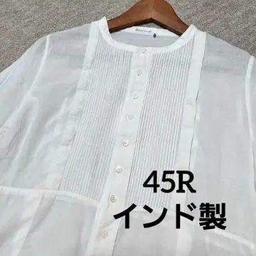 45rpm 인도산 턱 블라우스 얇은 소재 코튼 7부 소매 2 새상품급