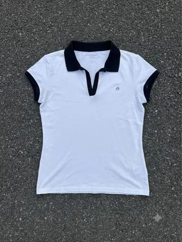 Calvin Klein 대비 리브 피케 셔츠 헤이세이 y2k