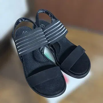 SKECHERS 여성용 웨지솔 샌들 블랙
