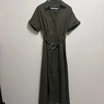 ZARA 카키 반팔 셔츠 원피스 벨트 포함