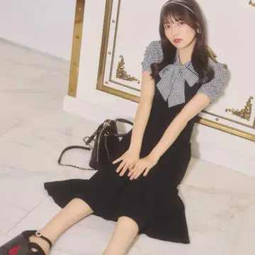 미셸 마카롱 보타이 리본 원피스 깅엄 체크 스나계 양산 지뢰