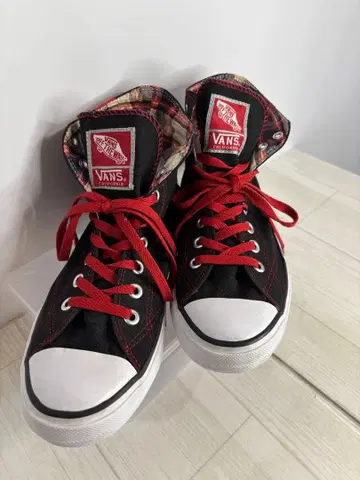 VANS 반스 하이컷 스니커즈 27cm 블랙 레드 체크
