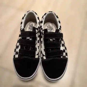 Vans 체크 무늬 스니커즈 블랙/화이트 벨크로