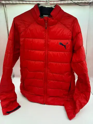 PUMA 다운 자켓 빨간색 L 경량 로고