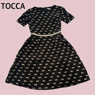 TOCCA 리본 무늬 무릎 기장 원피스 블랙 사이즈 2 토카