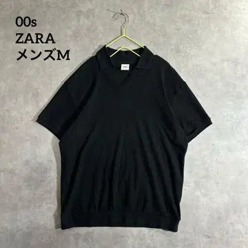 ZARA 자라 반팔 니트 피케 셔츠 블랙 남성용 M 입체직