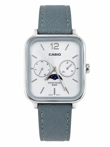 CASIO 스퀘어 문페이즈 손목시계 라이트 블루