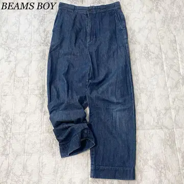 BEAMS BOY 데님 딥 라이즈 팬츠 와이드 팬츠 하이웨스트