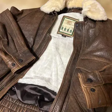 vintage 플라이트 자켓 G-1 A-2 천연 가죽 보아 브라운