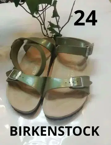 미사용 메탈릭 올리브 버켄스탁 샌들 24cm