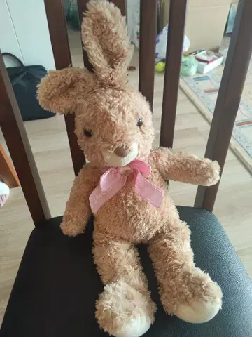 토끼 봉제 인형 핑크 리본 포함