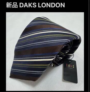 새상품 DAKS LONDON 넥타이 스트라이프 네이비 브라운 닥스