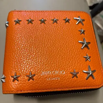JIMMY CHOO 접이식 지갑 스타 스터드 오렌지