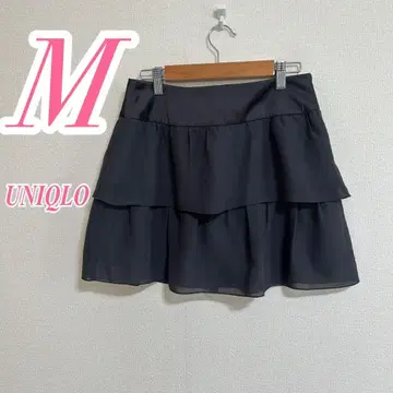 UNIQLO 유니클로 티어드 미니 스커트 그레이 M 폴리 100%