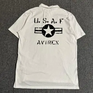 [ AVIREX ] 아비렉스 XL 피케 셔츠 반팔 화이트