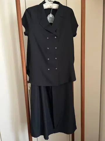 여성용 더블 버튼 셋업 블랙