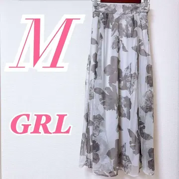 GRL 그레일 롱 플레어 스커트 꽃무늬 M 성숙한 코디 캐주얼