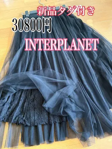30800엔 택 포함 새상품 INTERPLANET 튤 레이스 IN 꽃 레이스 럭셔리 SK 블랙