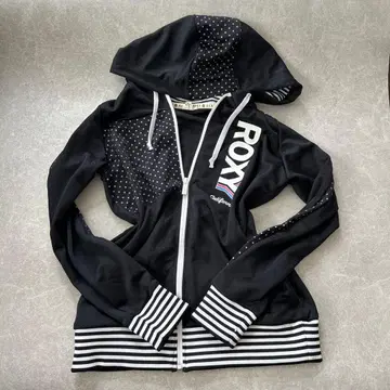 ROXY 집업 후드티 블랙 도트 무늬 새상품급 사이즈 M