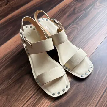 컨디션 최상 JIL SANDER 가죽 스터드 샌들 아이보리 천연 가죽