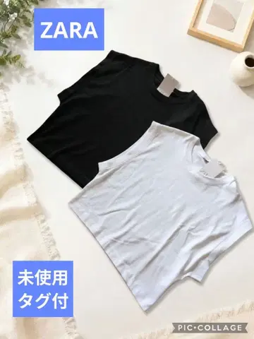 미사용 ZARA T셔츠 블랙 & 화이트 L