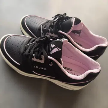 SKECHERS 스니커즈 블랙 핑크 통굽 스니커즈