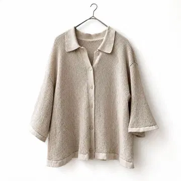 UNITED ARROWS 메쉬 폴로 가디건 워셔블