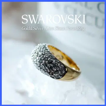세일 SWAROVSKI 파베 반지 골드&실버 9.5호