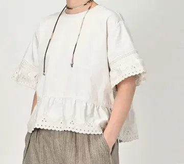 45r 몽쁘띠치노 블라우스 컷워크 풀오버 레이스