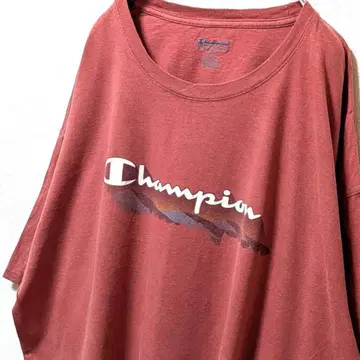 챔피온 Champion 로고 T셔츠 2XL 핑크 주홍색 구제 의류
