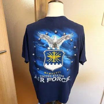 남성용 [ 새상품급 USAF 에어포스 ] 네이비 XL 그래픽 T GILDAN
