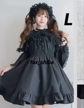 마시로 아리스 콜라보 면 레이스 사용 원피스 L 블랙 새상품 시마무라