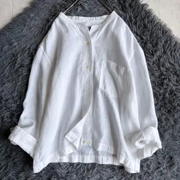새상품급 마가렛호웰 린넨 노카라 블라우스 화이트 3 린넨 100%