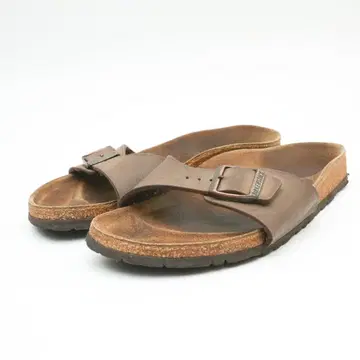 BIRKENSTOCK 37 24.0 마드리드 가죽 샌들 브라운/PD3