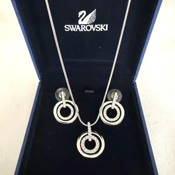 SWAROVSKI 스와로브스키 목걸이 귀걸이 세트 더블 서클