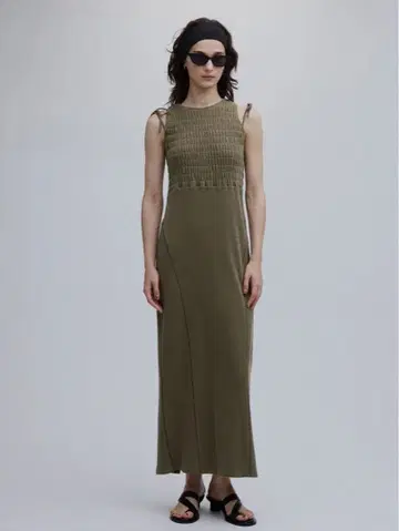 Ameri PIGMENT SHIRRING CUT DRESS