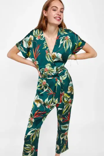 ZARA 보태니컬 무늬 올인원 점프수트