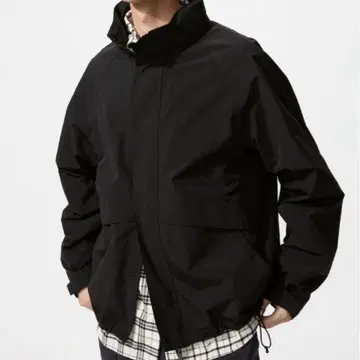 UNIQLO 윈드프루프 스탠드 블루종 방수성 발수 가공 후드 부착