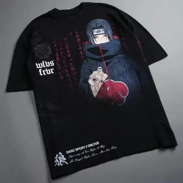 최종 콜라보 DARC SPORT NARUTO T셔츠 블랙 이타치